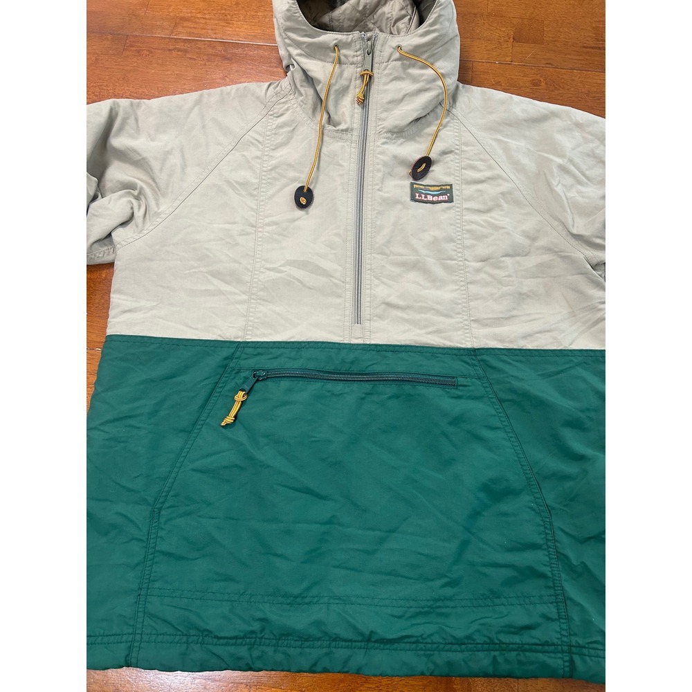 LL Bean Anorak Jacket Women M Green Tan Mountain Classic Insulated 503930 - Picture 6 of 9